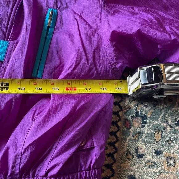 Vintage 80s One Piece Ski Snowboarding Suit Purple Turquoise Size 16 by Fera - Picture 17 of 17